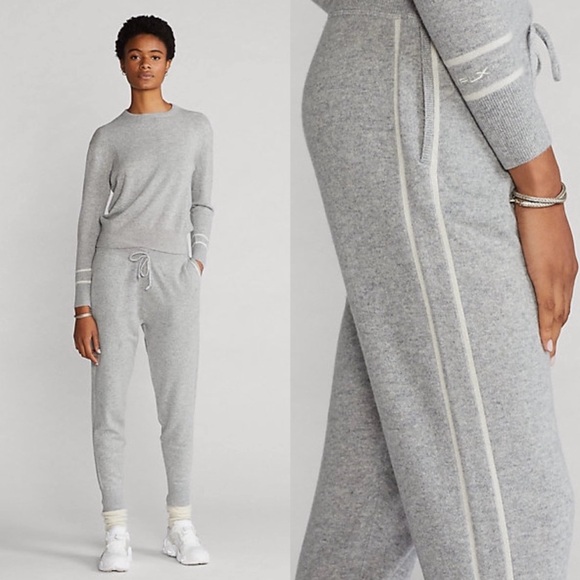NWT RLX Ralph Lauren Gray Heather/Cream Washable Cashmere...